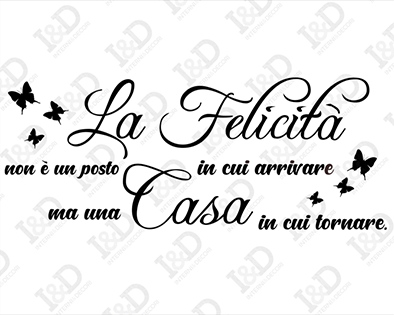 Adesivo da parete frase casa "LA FELICITÀ NON È UN POSTO..."
