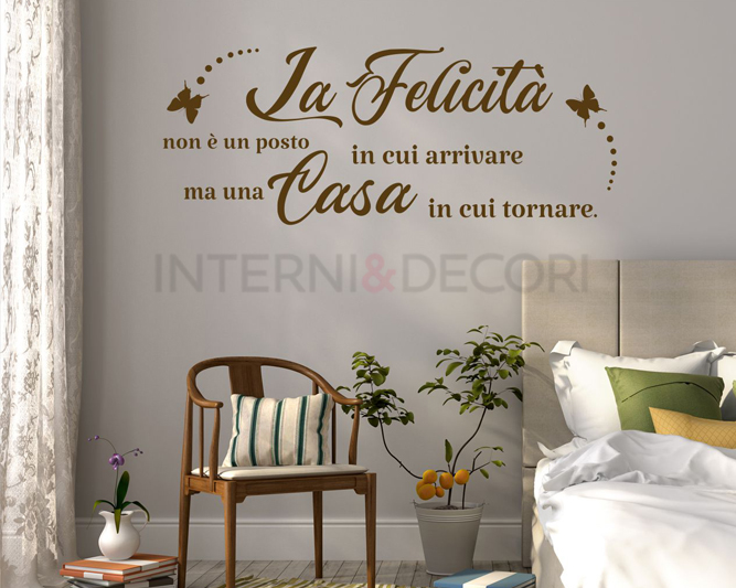 Adesivo da parete frase casa "LA FELICITÀ NON È UN POSTO..."