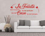 Adesivo da parete frase casa "LA FELICITÀ NON È UN POSTO..."