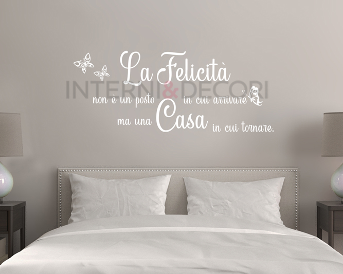 Adesivo da parete frase casa "LA FELICITÀ NON È UN POSTO..."