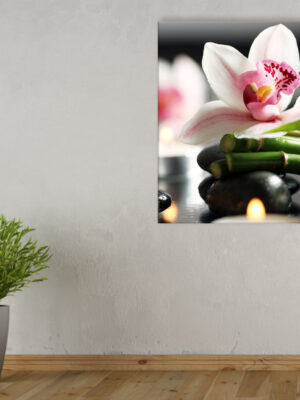 Stampa su tela benessere "ORCHIDEA SU BAMBOO"