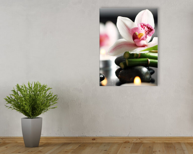 Stampa su tela benessere "ORCHIDEA SU BAMBOO"