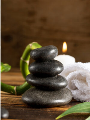 pietre e bamboo-stampa su tela