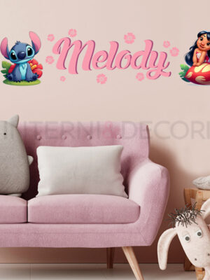 Adesivo murale con nome "STITCH E LA DOLCE LILO"