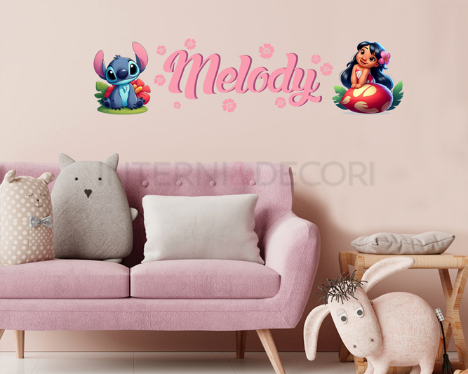 Adesivo murale con nome "STITCH E LA DOLCE LILO"