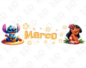 Stitch con chitarra-adesivo murale con nome