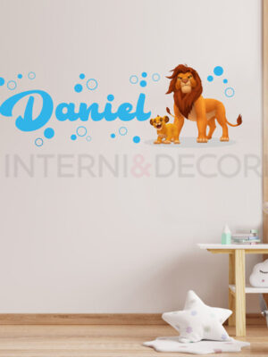 Adesivo murale con nome "IL PICCOLO SIMBA"
