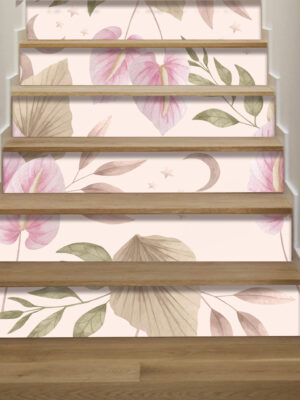Decorazioni per scale "ANTHURIUM ROSA CON FOGLIE"