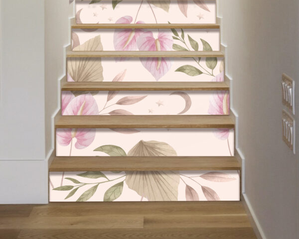 Decorazioni per scale "ANTHURIUM ROSA CON FOGLIE"