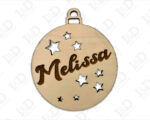 Pallina di Natale in legno personalizzata "NOME INCISO TRA LE STELLE"
