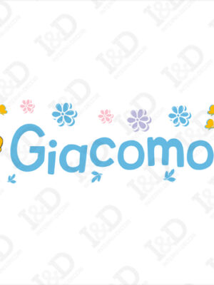 adesivo murale nome bimbo-Winnie The Pooh e Pimpi in azzurro