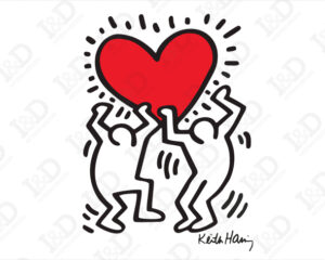 Heart-adesivo da parete arte Haring