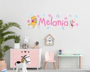 Adesivo con nome bimba "WINNIE THE POOH E PIMPI IN ROSA"