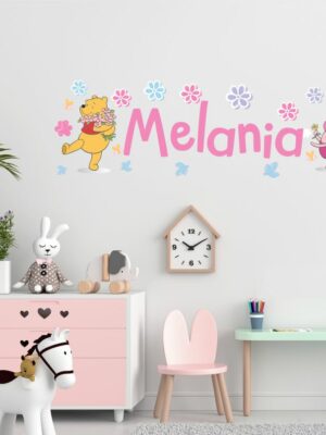 Adesivo con nome bimba "WINNIE THE POOH E PIMPI IN ROSA"