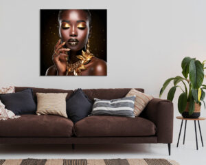 Woman with golden leaves-quadro moderno