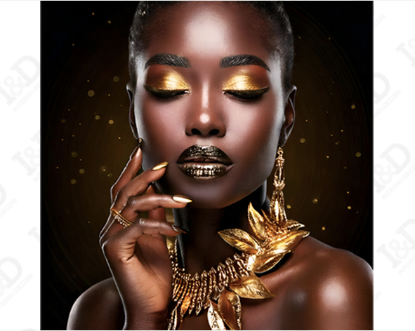 Quadro moderno donna "WOMAN WITH GOLDEN LEAVES"