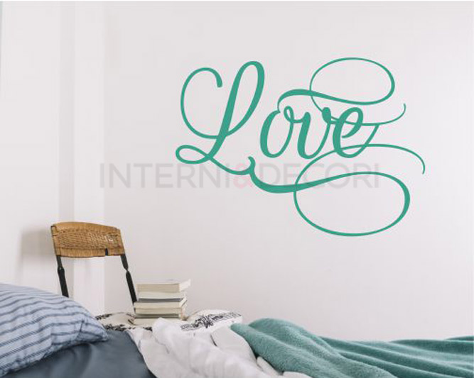 Adesivo da parete scritta amore "LOVE CON DECORI"