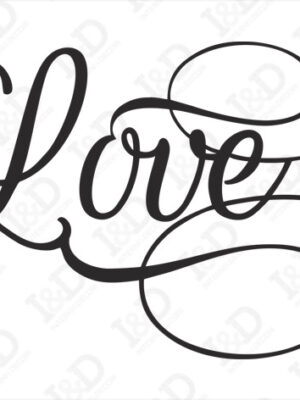 Adesivo murale scritta amore-love con decori