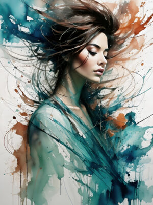 Wind in the hair-stampa su tela donna al vento