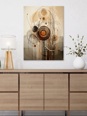 Quadro moderno arte "ASTRATTO CON CERCHI E TRATTI"