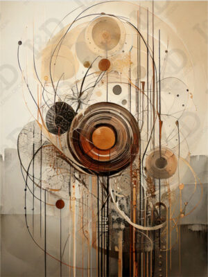 Astratto con cerchi e tratti-quadro moderno su tela