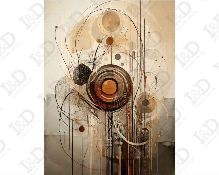 Quadro moderno arte "ASTRATTO CON CERCHI E TRATTI"