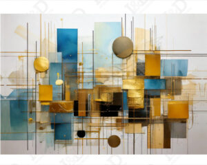 Geometrie tra l’oro e il blu-stampa su tela astratto