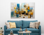 Quadro moderno astratto "GEOMETRIE TRA L'ORO E IL BLU"