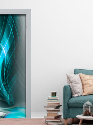 Decoro porta astratto "CAOS BLU"