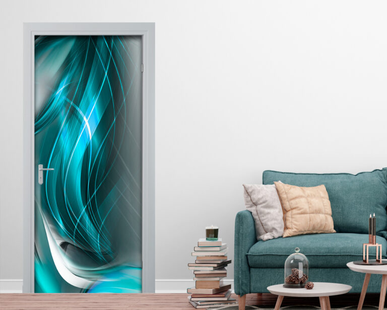 Decoro porta astratto "CAOS BLU"