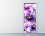 Decorazione adesiva per porte "TRASPARENZE DI FIORI VIOLA"