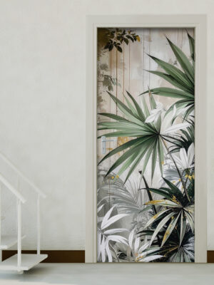 Decorazione adesiva porte "FOGLIE CON VENATURE ORO"