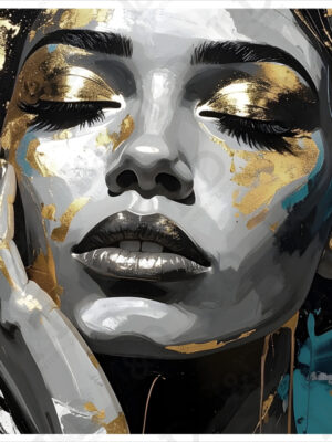 Stampa su tela-ritratto con sfumature oro