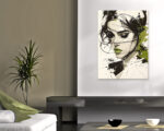 Quadro moderno donna "TOCCHI DI VERDE"