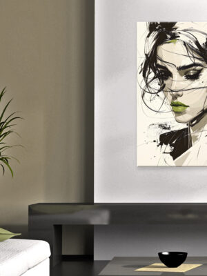 Quadro moderno donna "TOCCHI DI VERDE"
