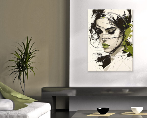 Quadro moderno donna "TOCCHI DI VERDE"