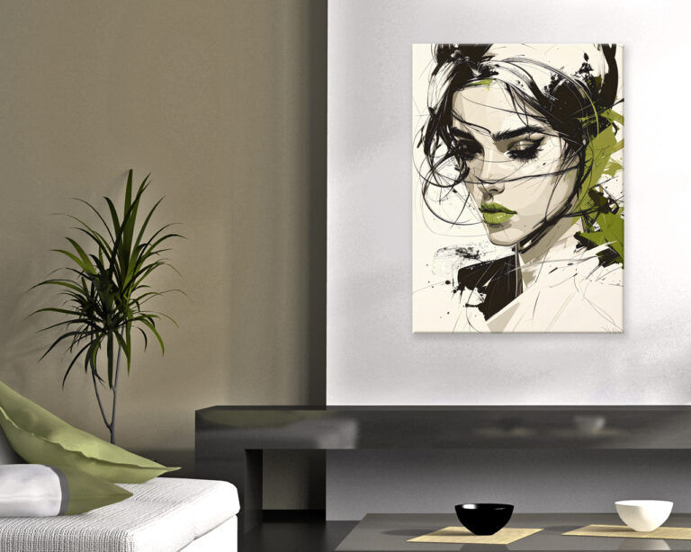 Quadro moderno donna "TOCCHI DI VERDE"