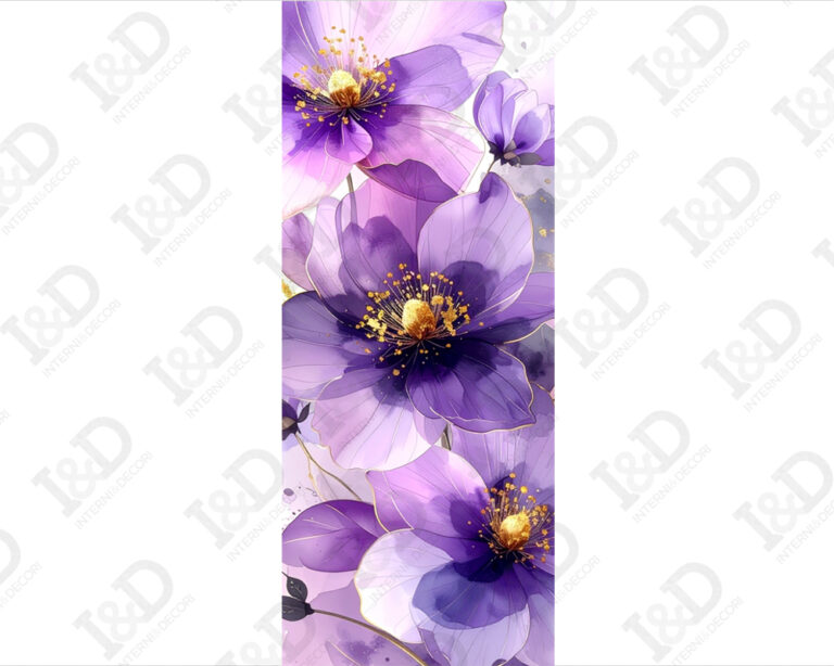 Decorazione adesiva per porte "TRASPARENZE DI FIORI VIOLA"