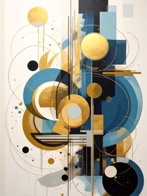 Quadro su tela astratto-caos tra oro e blu