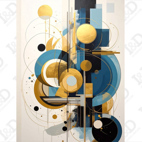 Quadro su tela astratto-caos tra oro e blu