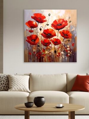 Quadro moderno arte - "PAPAVERI DANZANTI"