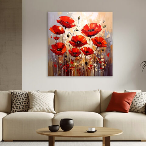 Quadro moderno arte - "PAPAVERI DANZANTI"