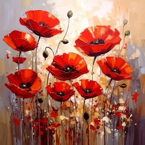 Papaveri danzanti-quadro moderno su tela