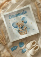 "ORSETTO CON PALLONCINI" - Quadretto nascita personalizzato con nome