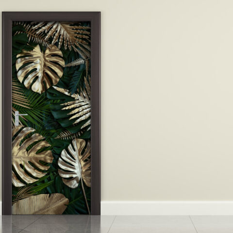 Adesivo per porta foglie “TROPICAL GOLD LEAVES”