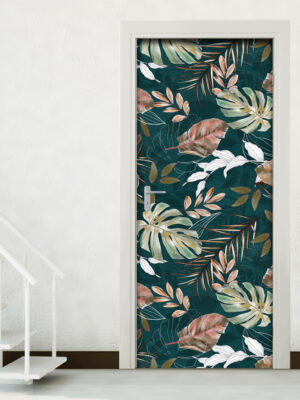 Adesivo per porta foglie verde petrolio "TROPICAL NIGHT"