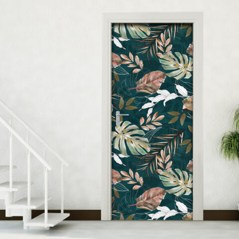Adesivo per porta foglie verde petrolio "TROPICAL NIGHT"