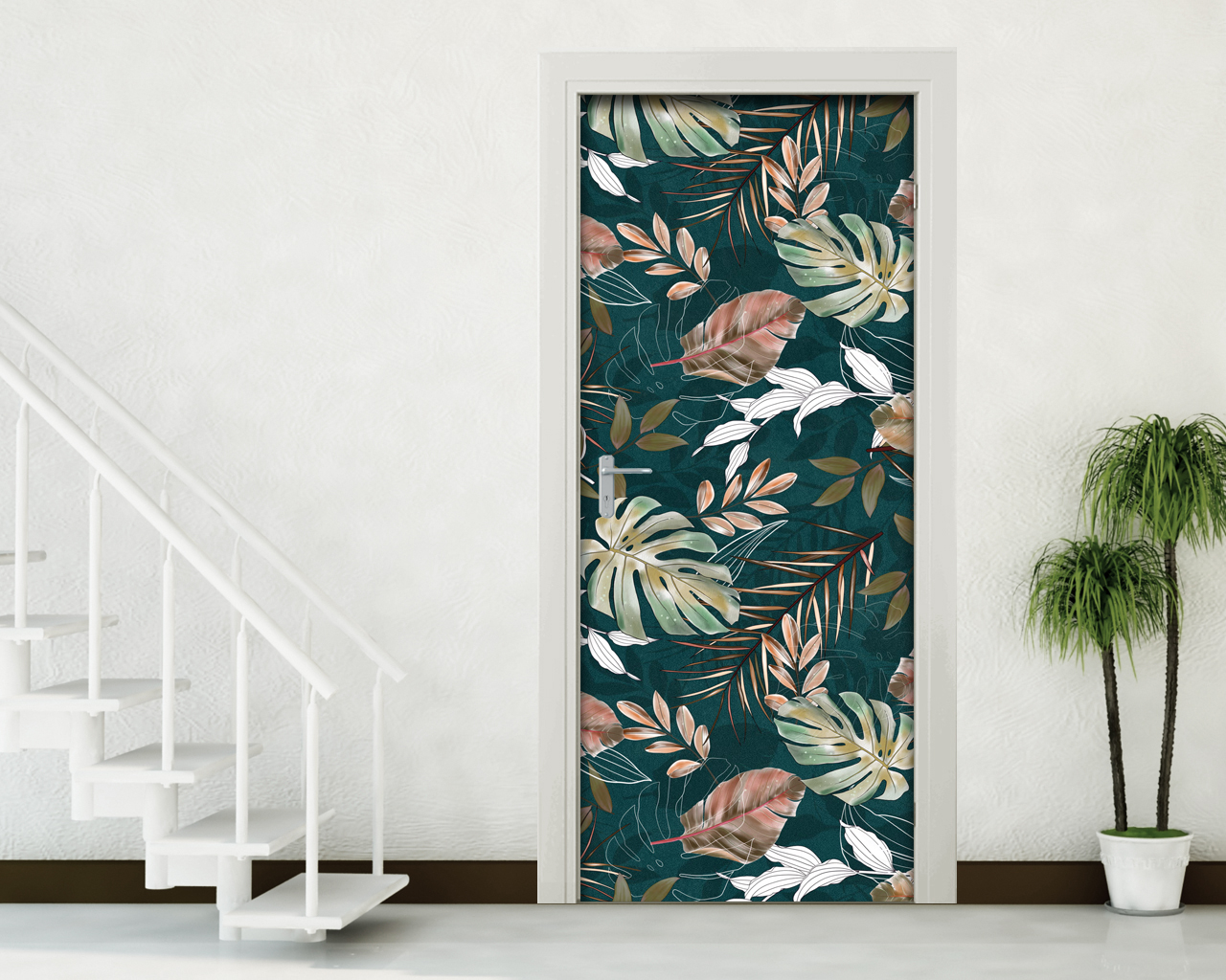 Adesivo per porta foglie verde petrolio “TROPICAL NIGHT”