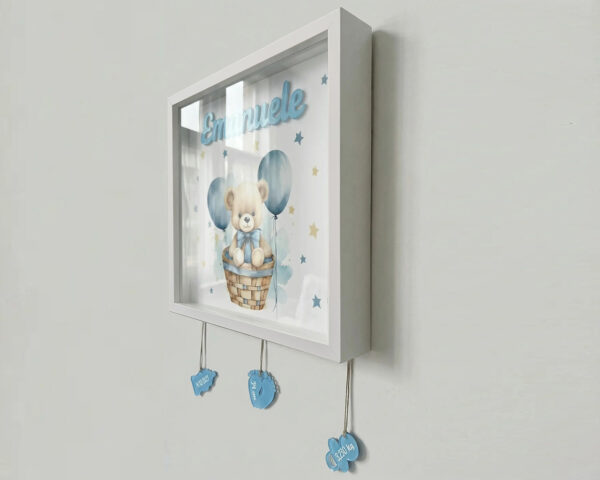 Quadretto nascita personalizzato con nome – ORSETTO CON PALLONCINI