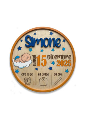 It’s a boy-targa nascita in legn